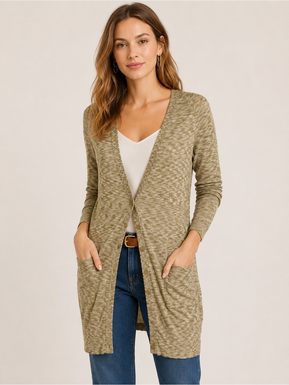 Free People Longline Space Dye Cardigan
